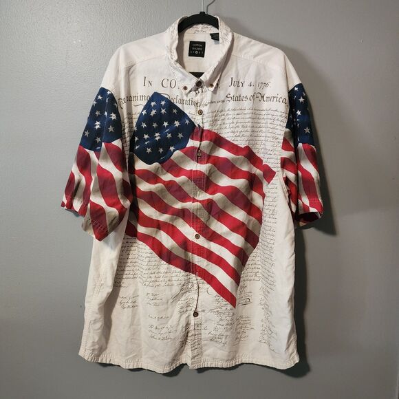 Cotton Traders Sport Polo Patriotic American Flag USA Mens Size XXL Signatures - Picture 2 of 10